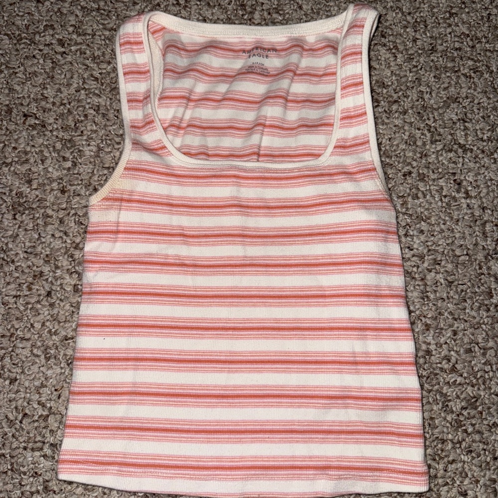American Eagle Outfitters Pink and Orange Striped Top